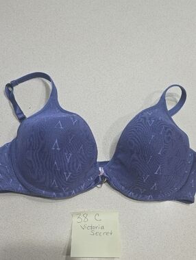 NEW Victoria's Secret VINTAGE Semi Sheer Textured Bra. 38C. Blue